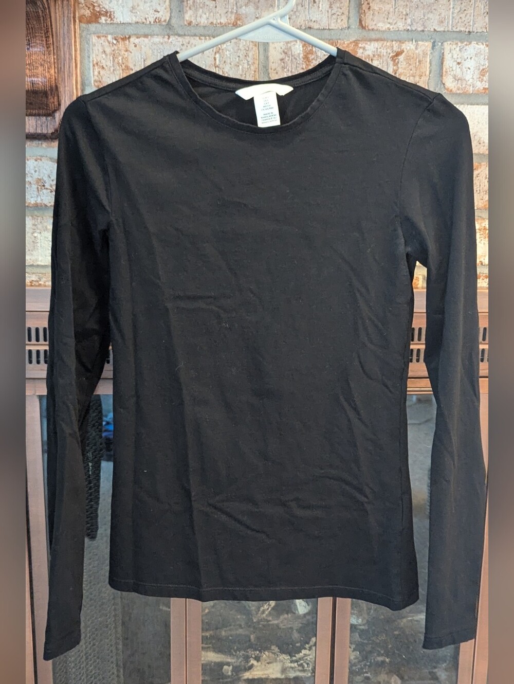 H&M Black Ribbed Crewneck Long Sleeve Tee